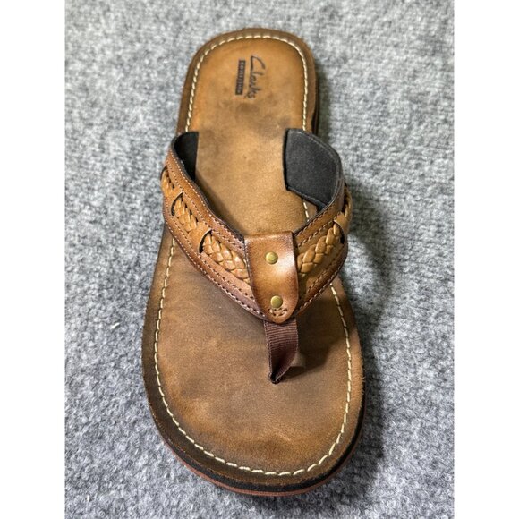 Clarks Womens Size 10 Brown Leather Flip Flops - Picture 5 of 15